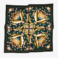 Decorative blanket with floral pattern on a black background
