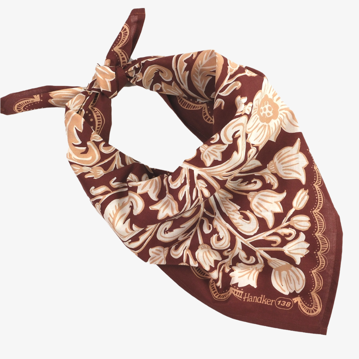 Floral patterned handkerchief on a white background