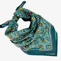 Green floral patterned handkerchief on a white background