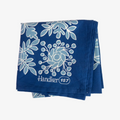Blue handkerchief with floral pattern and 'Handker 157' branding on a white background