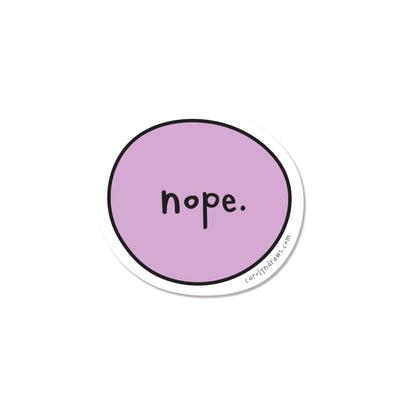 Round sticker with the word 'hope.' on a purple circle with a white border.