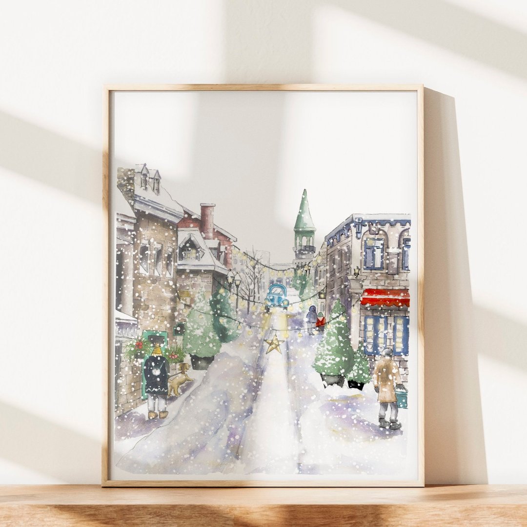 Winter Town Watercolour Print