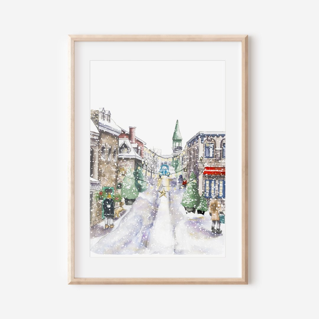 Winter Town Watercolour Print