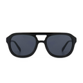 Black sunglasses with dark lenses on a white background