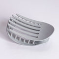 Gray metal soap dish on a white background
