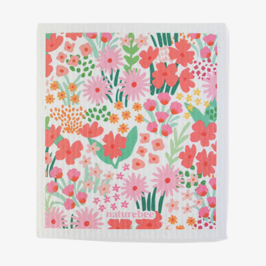 Pink Floral Sponge Cloth