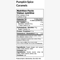 A plastic bag filled with caramel candies. The bag has a label that says "Pickle & Myrrh" and "Pumpkin Spice."