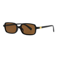 Sunglasses with black frame and brown lenses on a white background