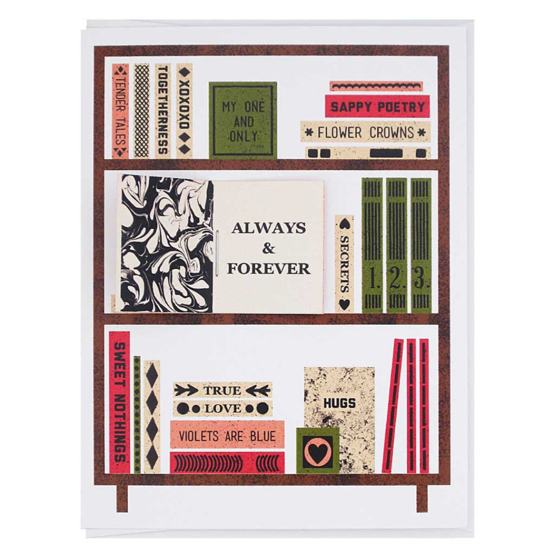 Decorative card with various phrases and designs on a white background