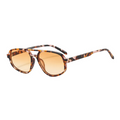Sunglasses with tortoiseshell frame and orange lenses on a white background