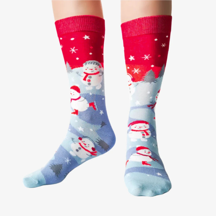 Skating Snowman Womens Socks Card
