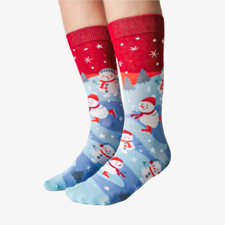 Skating Snowman Womens Socks Card