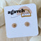 A pair of gold daisy stud earrings on a white background. The earrings have a delicate, openwork design with a small circle in the center of each flower.