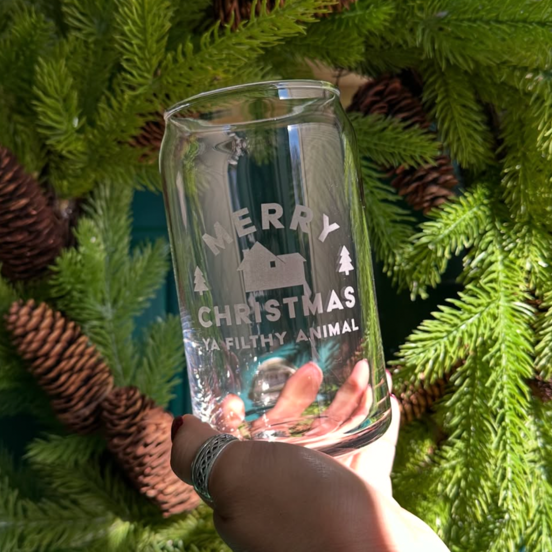 Merry Christmas Ya Filthy Animal Can Glass