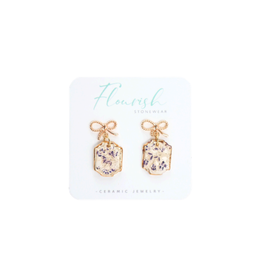 Blue Lace Bow Dangles