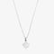 A silver necklace with a maple leaf pendant.