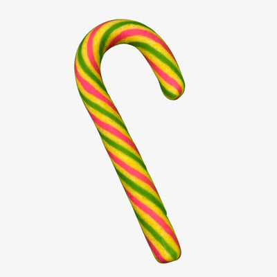 Colorful striped candy cane on a white background
