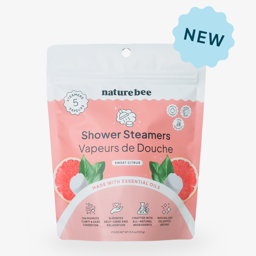 Package of naturebee shower steamers with a 'New' label on a white background