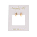 Gold earrings on a 'Everyday Edit' card with 'Foxy Originals' branding.