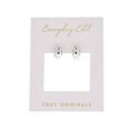 Silver earrings on a 'Everyday Edit' card with 'Foxy Originals' branding.