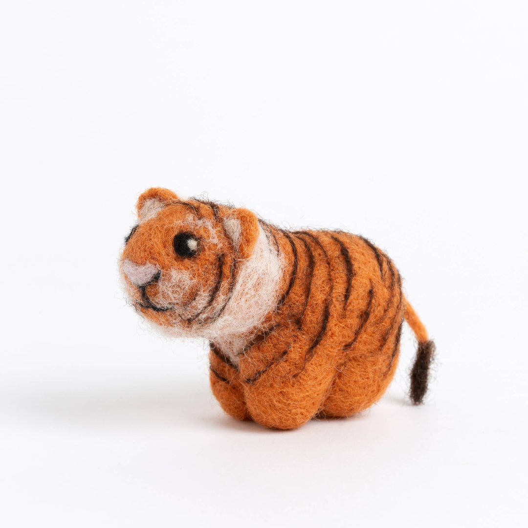 Stuffed tiger toy on a white background