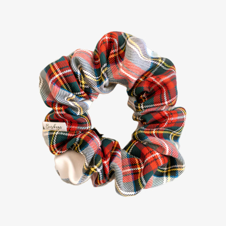 White Tartan Scrunchie