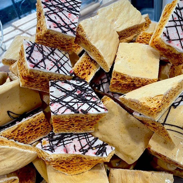 Peppermint Bark Sponge Toffee