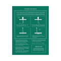 A dark teal instruction sheet titled 'PUNCHING THE CANVAS' with numbered steps, four illustrated diagrams showing needle and canvas placement, and a decorative 'Creative Tip' section, centered on a white background.