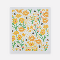 Reusable paper towel with yellow flowers and bees pattern on a white background