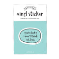 Vinyl sticker packaging with text and a light blue background