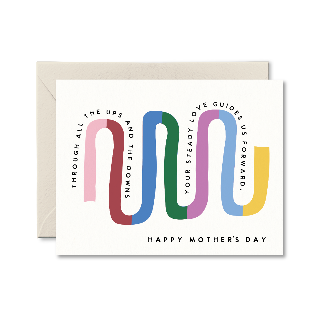 Greeting card with colorful text on a white background