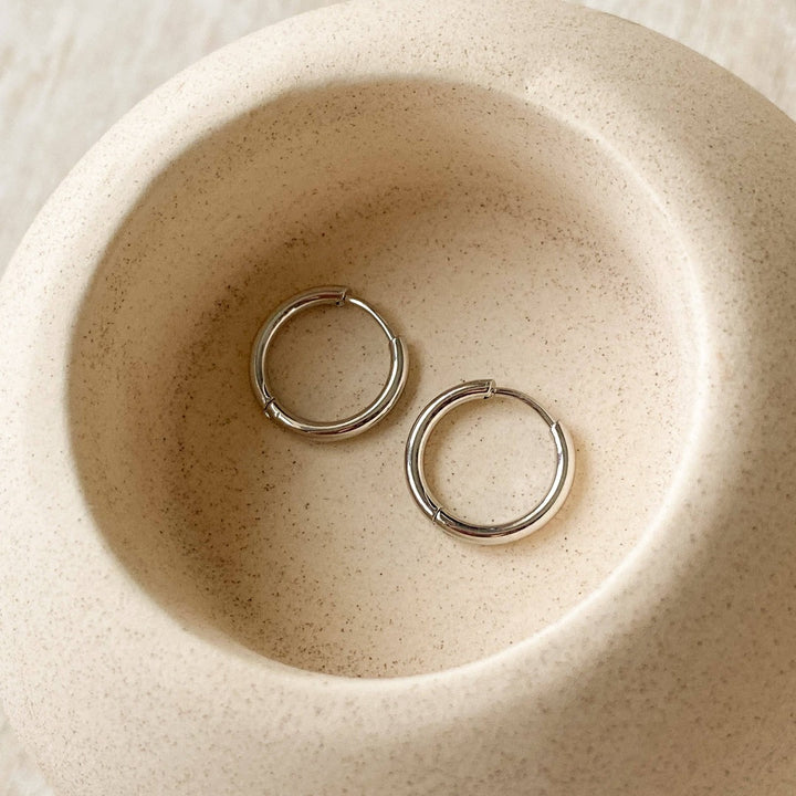 Silver Justine Hoop, simple silver hoop earrings.