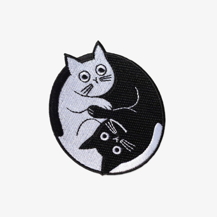 Yin-Yang Feline Harmony Embroidered Patch