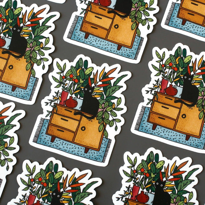 Plant Lover Cat Vinyl Sticker