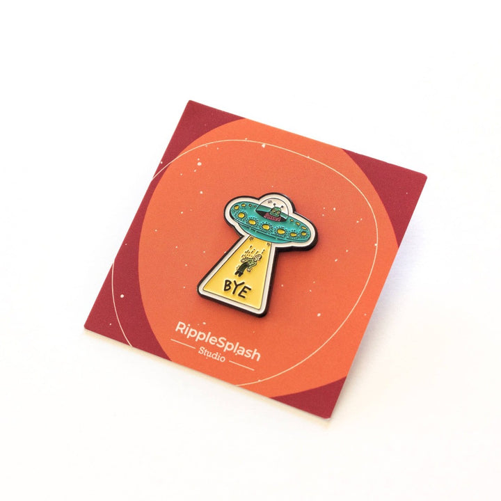 Alien Abduction 'BYE' Enamel Pin