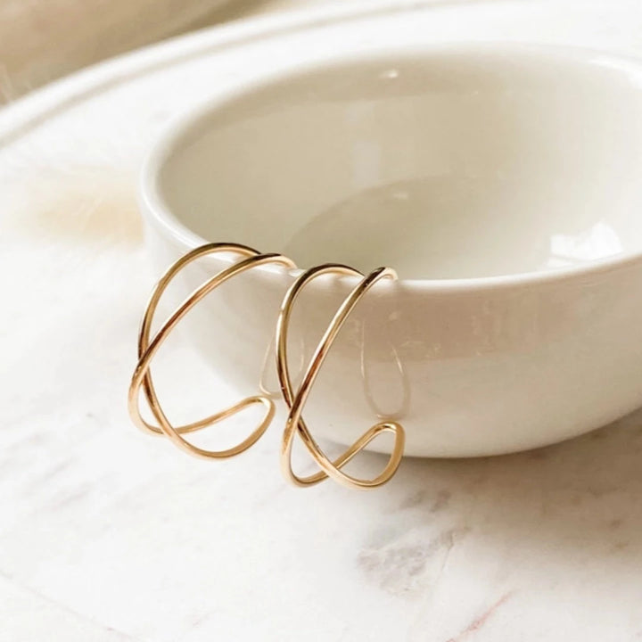 Gold Double Helix Hoops
