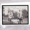 Old Enough To Know Better Birthday Card: A vintage photo of four men, with the words "Old enough to know better...Young enough to do it anyway! Happy Birthday!"