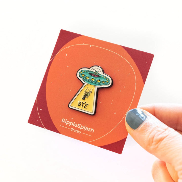 Alien Abduction 'BYE' Enamel Pin