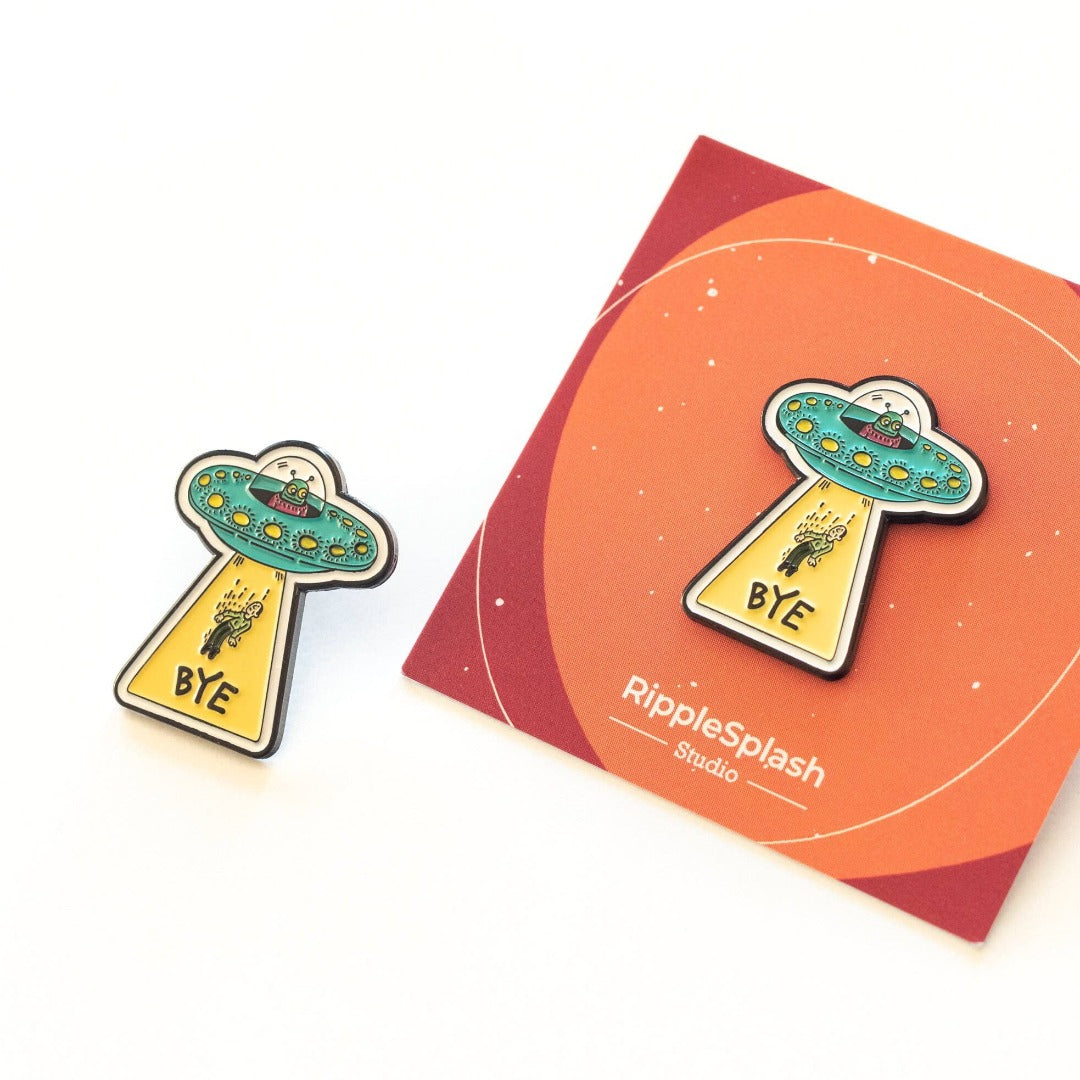 Alien Abduction 'BYE' Enamel Pin