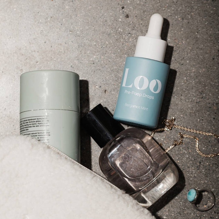 Bergamot Fresh Pre-Poop Toilet Drops, a toilet air freshener in a convenient dropper bottle.