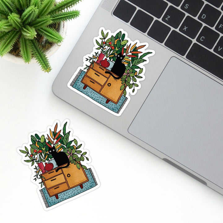 Plant Lover Cat Vinyl Sticker