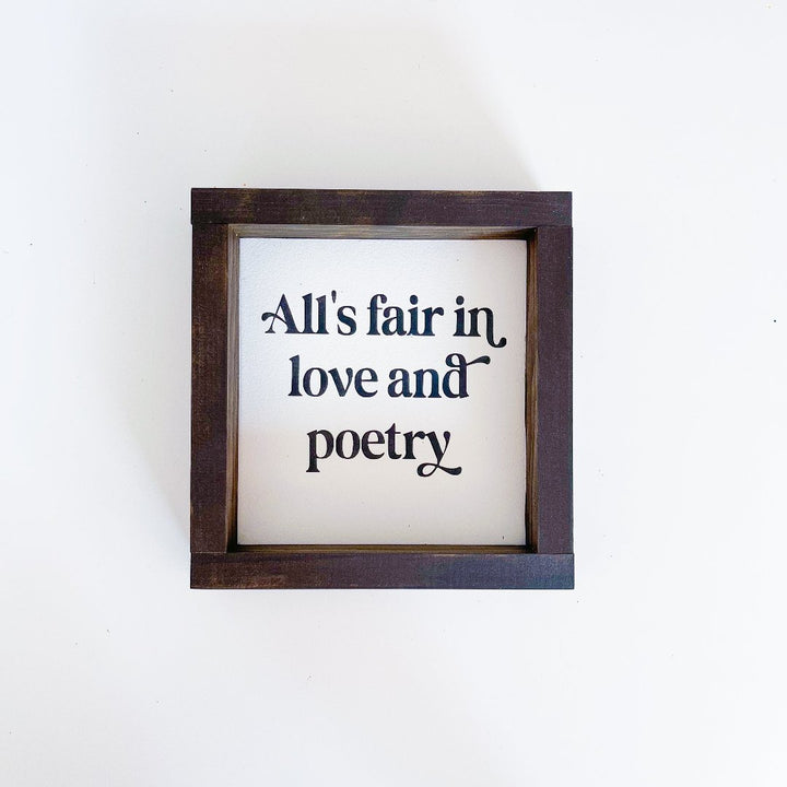 Love and Poetry Wood Sign