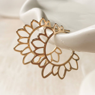 Gold Flower Girl Hoops