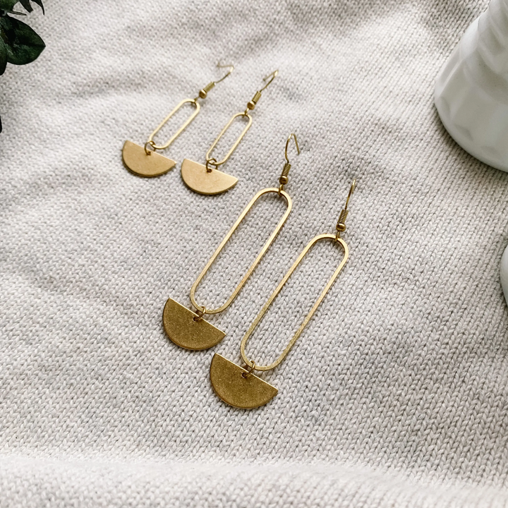 Large Oval Brass Earrings
