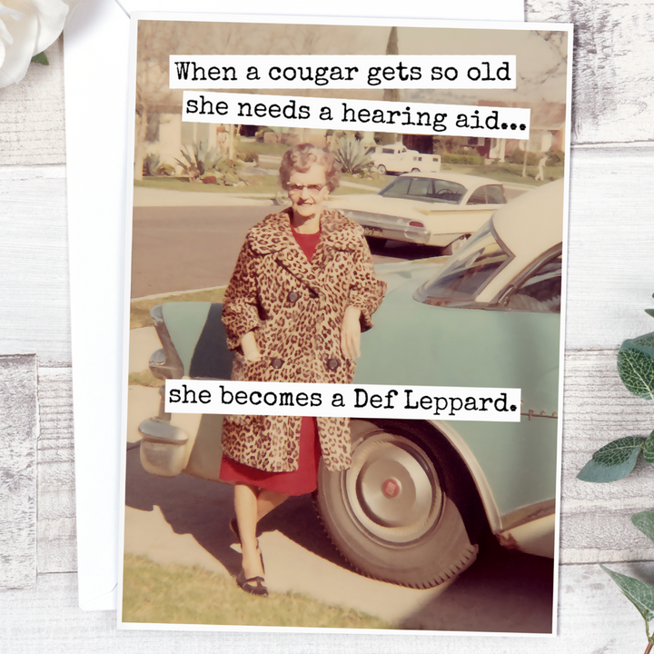 Cougar with Hearing Aid Birthday Card