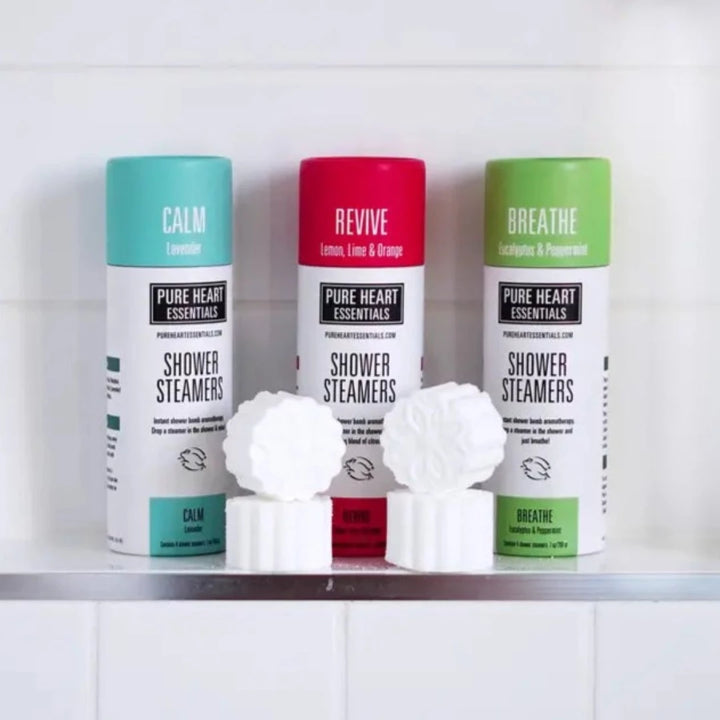 Breathe Shower Steamers Front Facing product photo, Calm, Revive, Breathe
