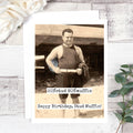 20% Stud 80% Muffin Birthday Card: A vintage photo of a man on a greeting card that reads "20% stud 80% muffin Happy Birthday, Stud Muffin!"