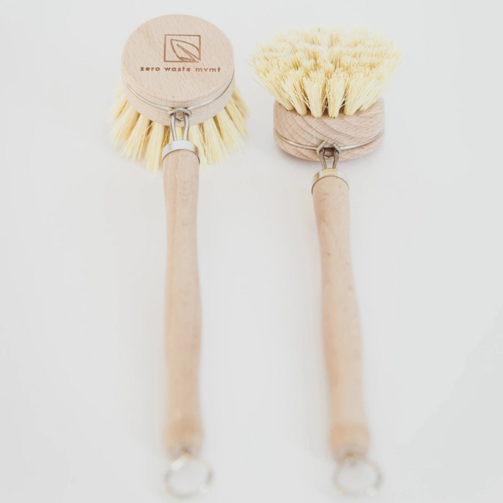 two Zero Waste MVMT wooden dish brushes with replaceable heads