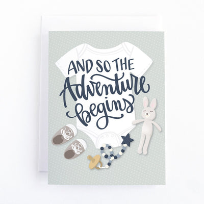 And So the Adventure Begins Baby Shower Card