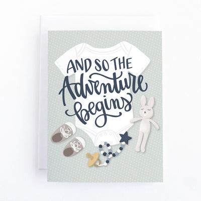 And So the Adventure Begins Baby Shower Card